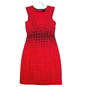J Crew Dress Womens 2 Black Red Cascading Polka Dots Party Wedding Office Career